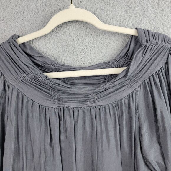 dos Sena Milan Blouse Women S Gray Silver Italy Silk Cottage Core Romantic Fairy - Picture 14 of 15